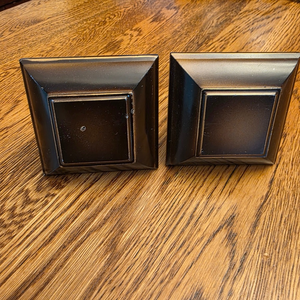 Set of 2 Square Curtain Rod Finials‎ Oil Rubbed Bronze Plastic Decorative Ends